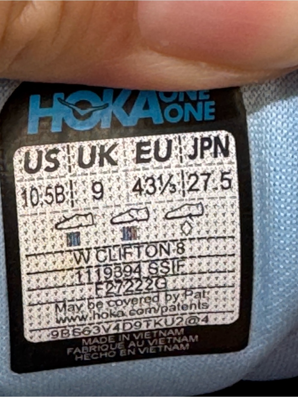 Hoka Clifton 8 Women's Light Blue Running Shoes size 10.5 (h118) - Picture 10 of 10